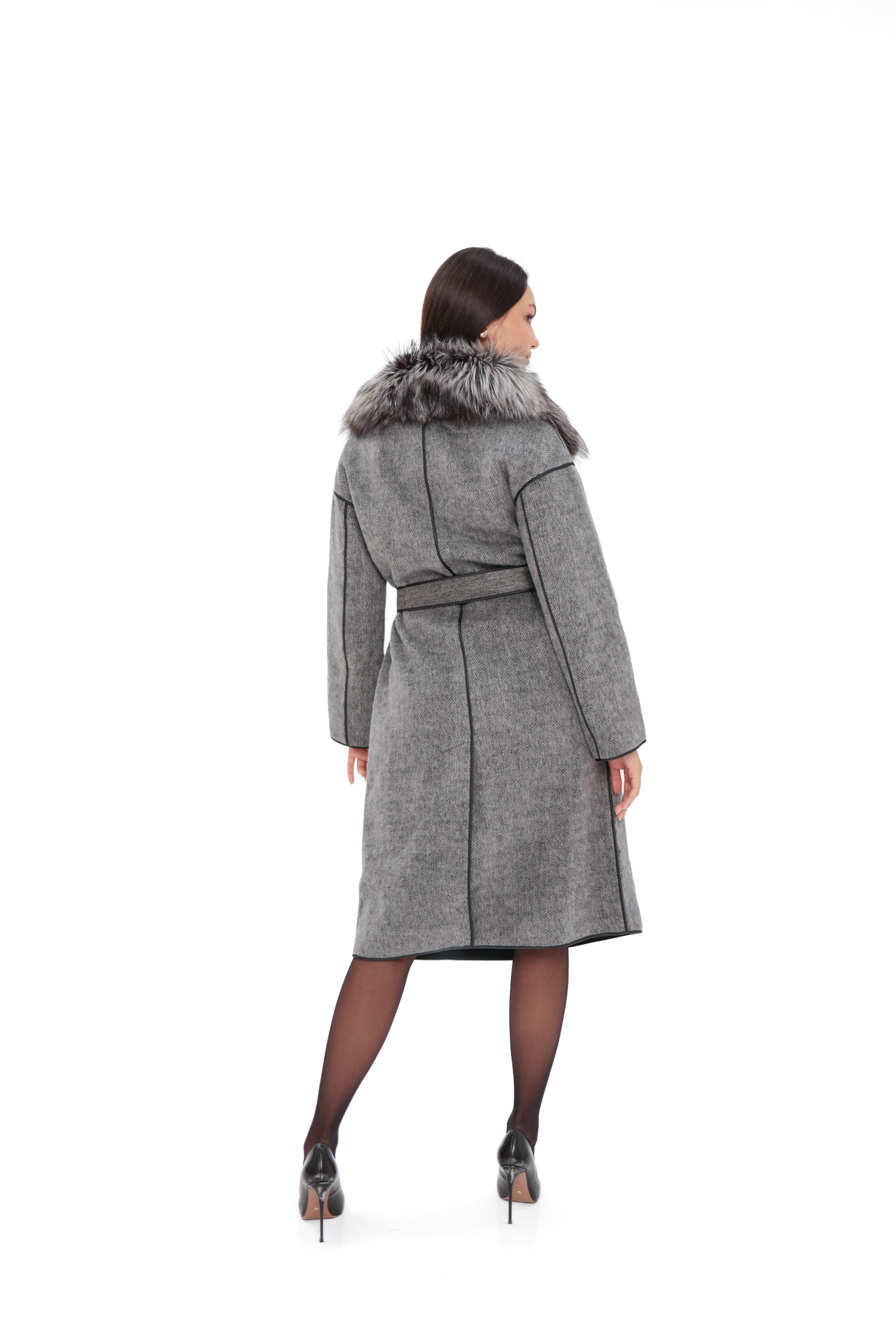 Genuine Silver Fox Virgin Wool Coat