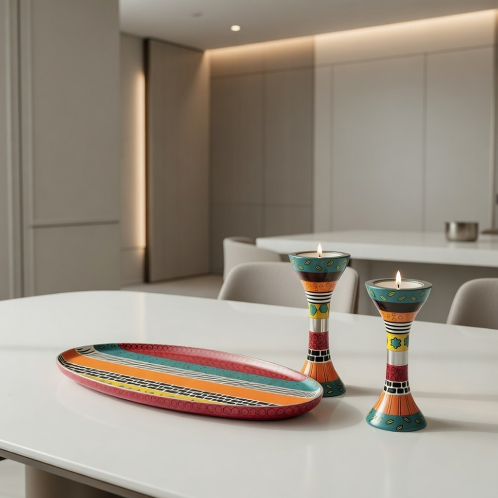 Luxury Hand-Painted Artistic Judaica Set – Premium Shabbat Series