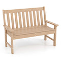 52 Inch All-Weather HDPE Outdoor Bench with Backrest and Armrests
