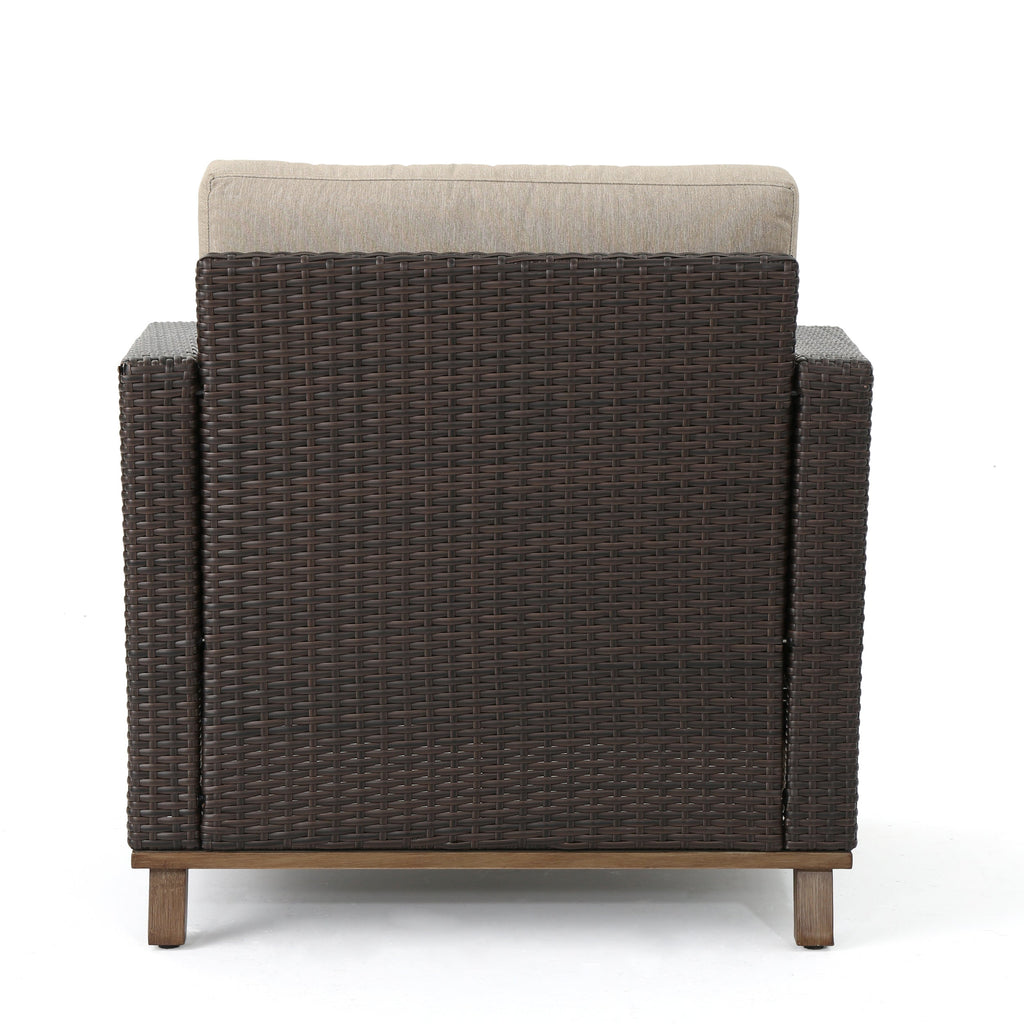 Club Chair PE Rattan Iron Brown Modern Outdoor