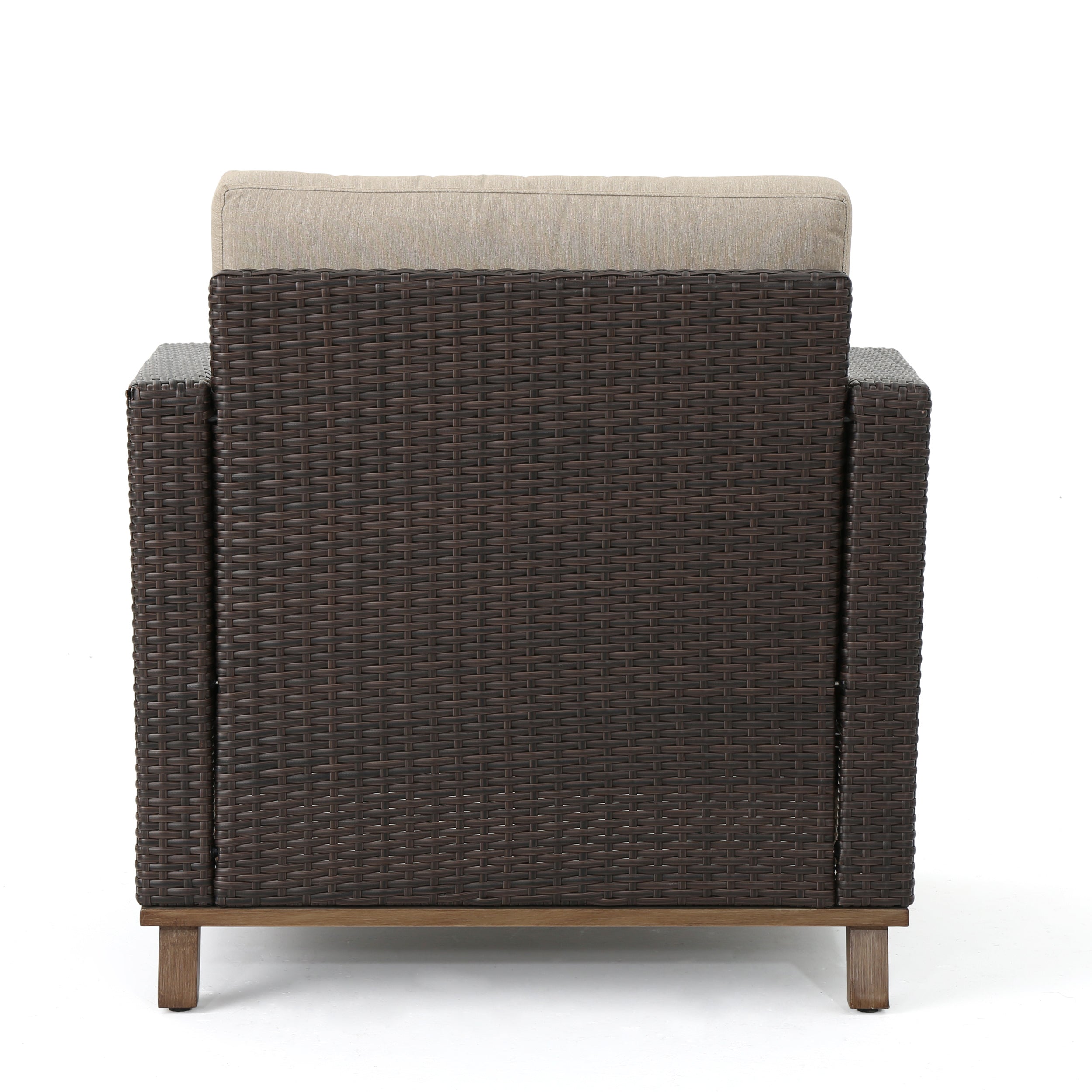 Club Chair PE Rattan Iron Brown Modern Outdoor