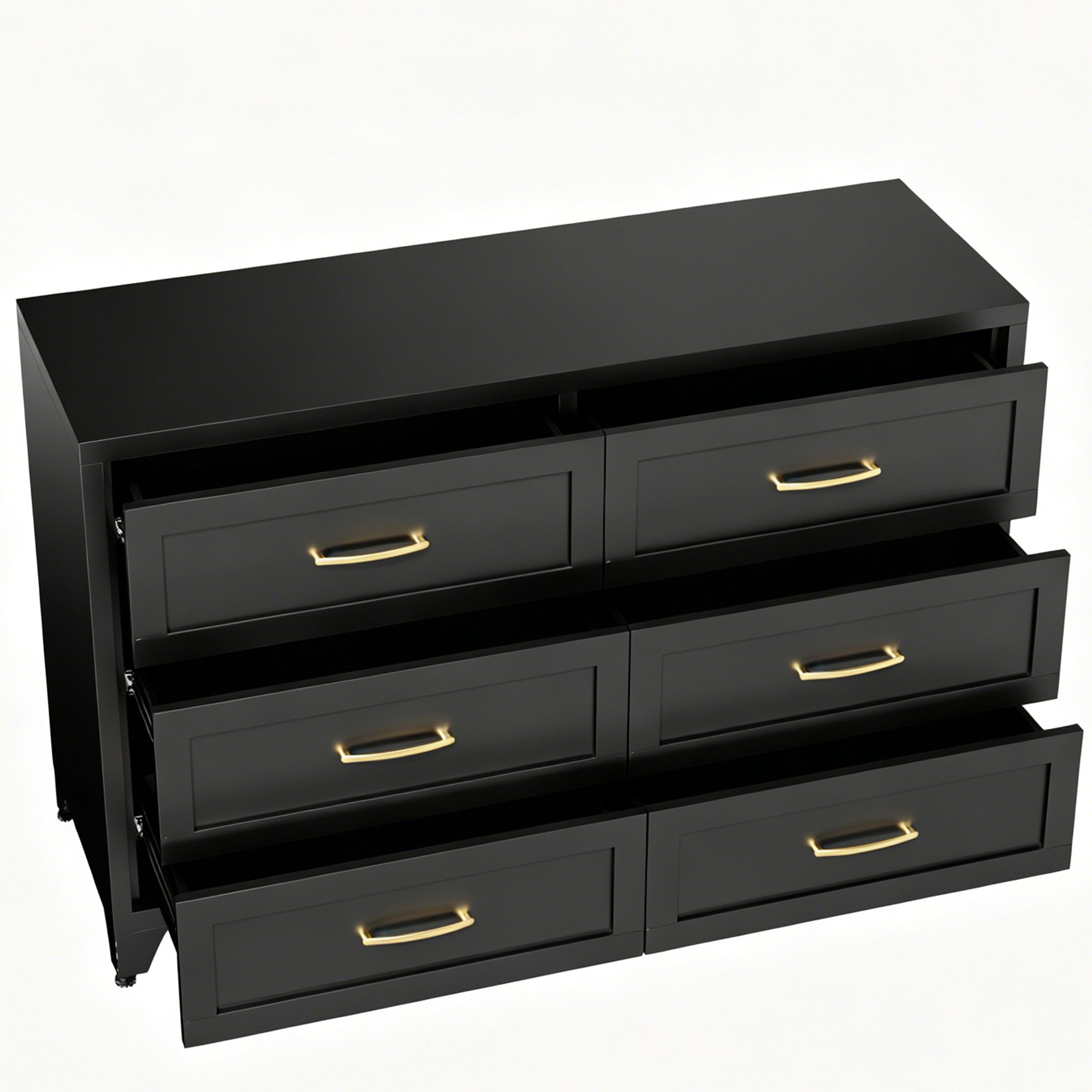 Dresser 6-Drawer Black Steel Smooth-Glide Powder Coat 47.3x15.8x30 In