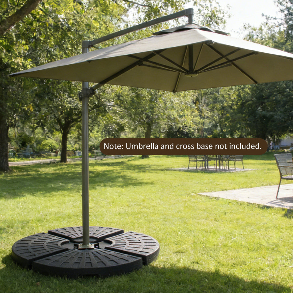 Patio Umbrella Base Fillable Black HDPE 4 Piece 220 LB Water or Sand