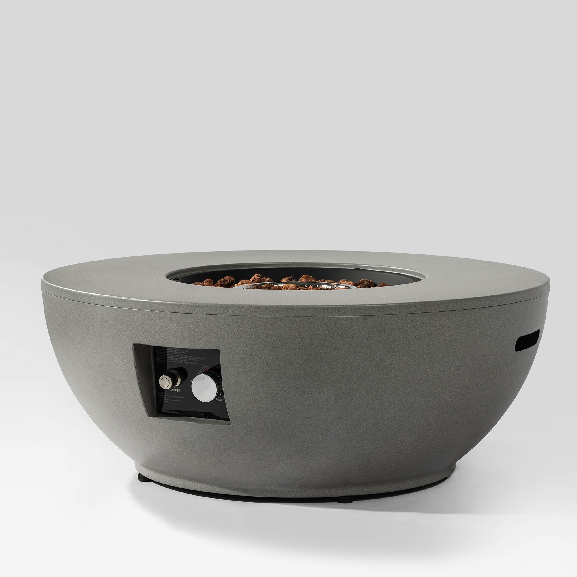 36 Inch Round Propane Gas Fire Pit Table 50000 BTU, Grey Steel