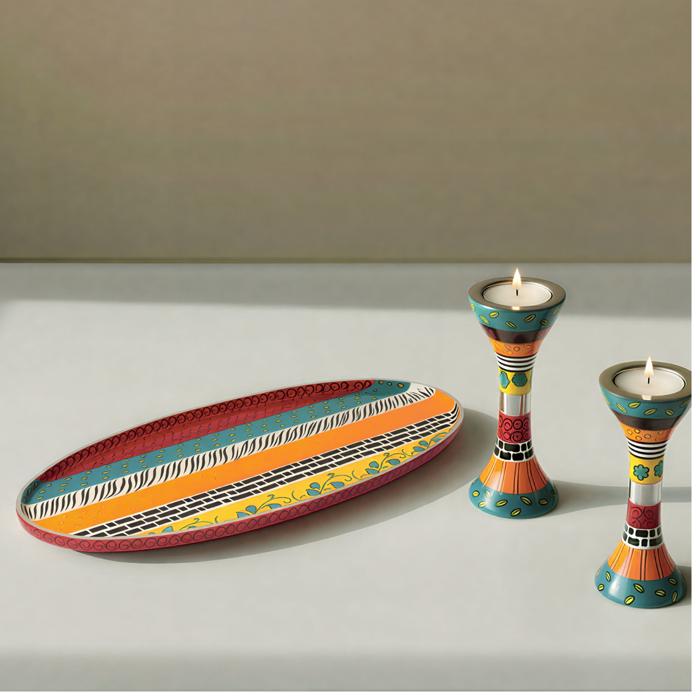 Luxury Hand-Painted Artistic Judaica Set – Premium Shabbat Series