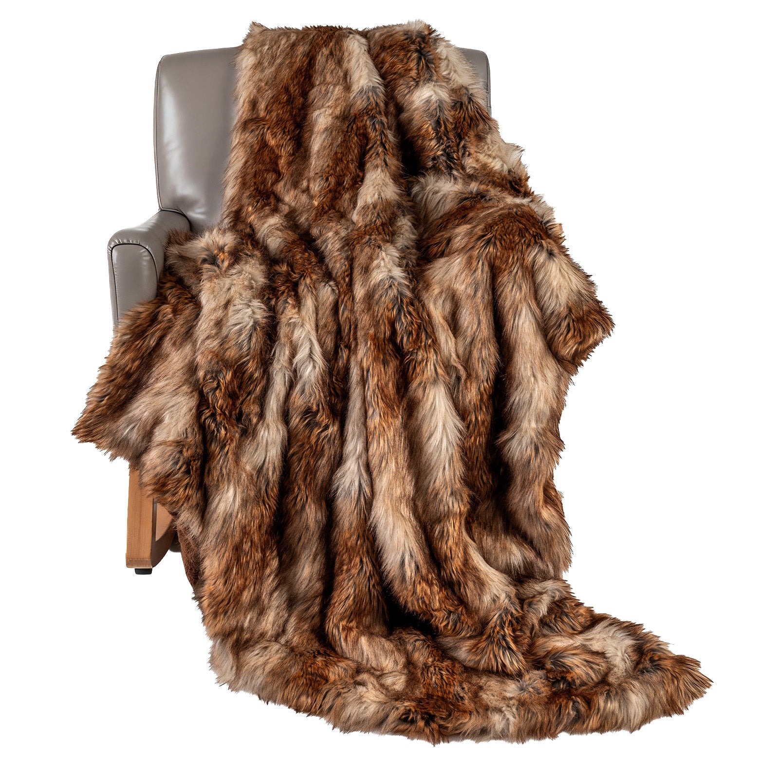 540GSM Soft Plush Fuzzy Luxury Faux Raccoon Fur Blanket for Bed-M