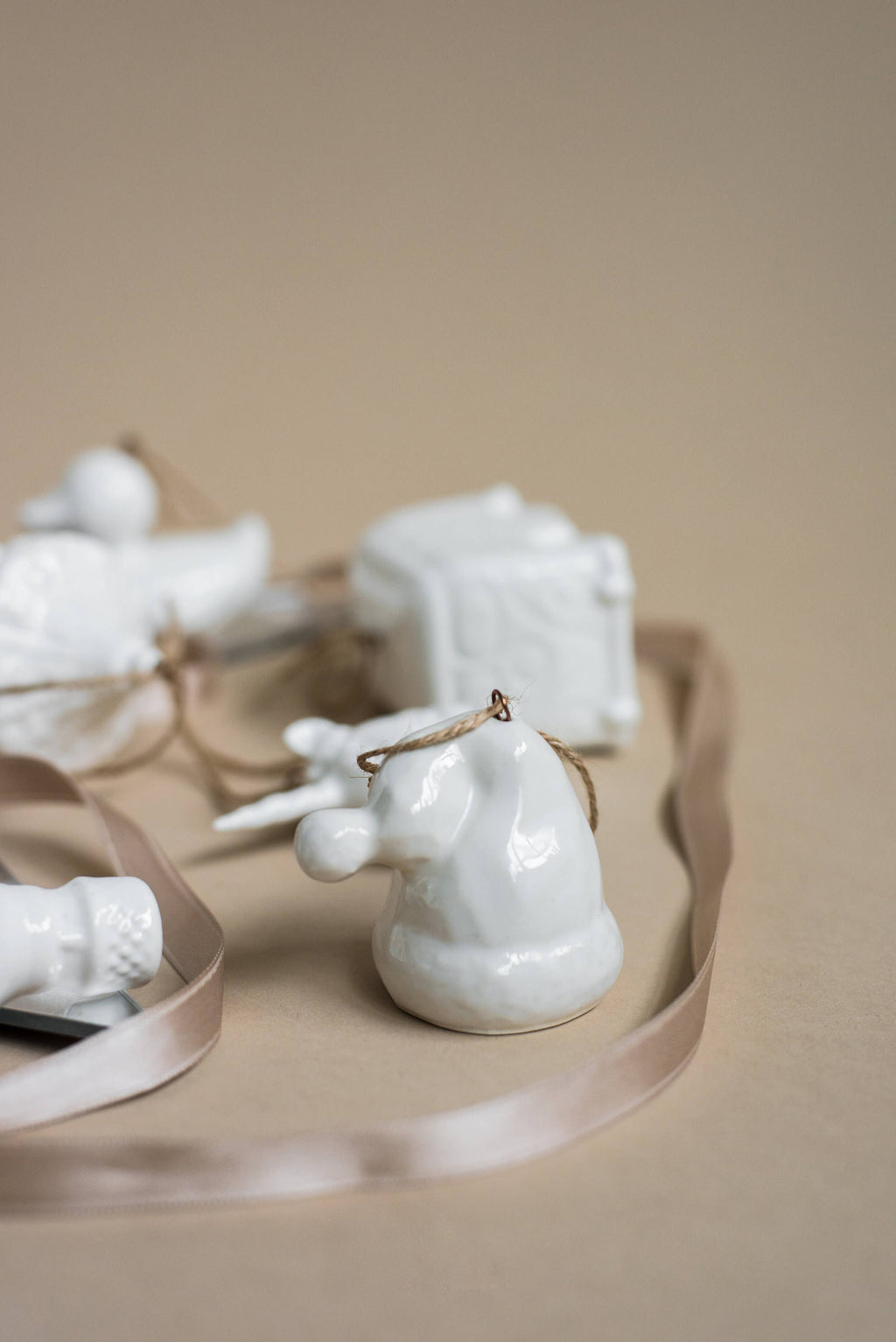 Handmade Porcelain Christmas Ornaments: Santa hat