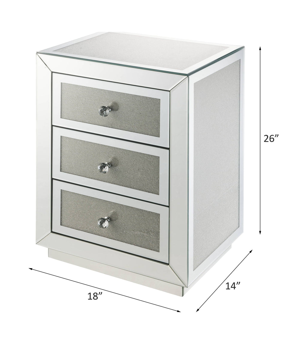 Noralie - 18" X 14" Accent Table - Mirrored & Faux Diamonds