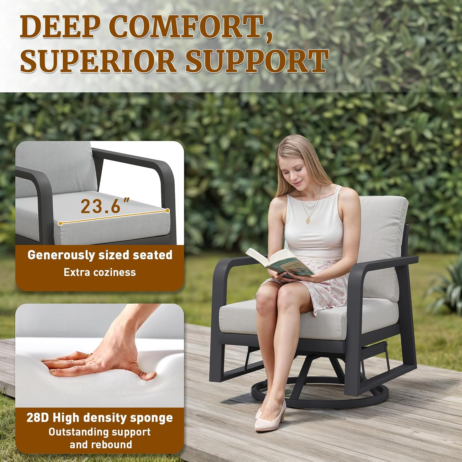 Outdoor Swivel Chair Aluminum Dark Gray Set of 2
