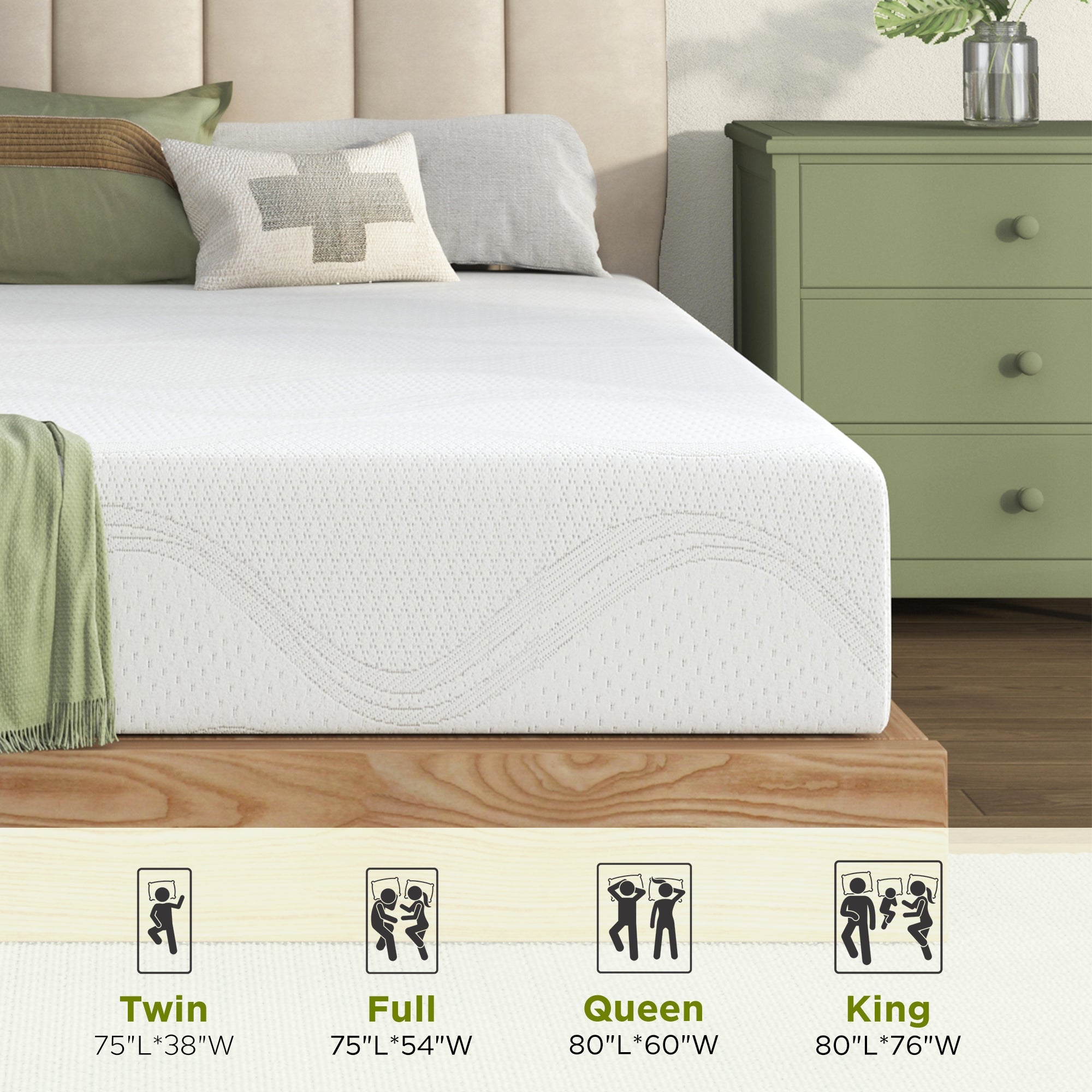 Mattress Memory Foam White Queen 10in Gel Cooling Layers