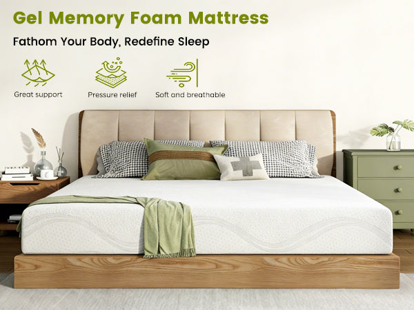 Mattress Memory Foam White King 14in Cooling Gel Washable Cover
