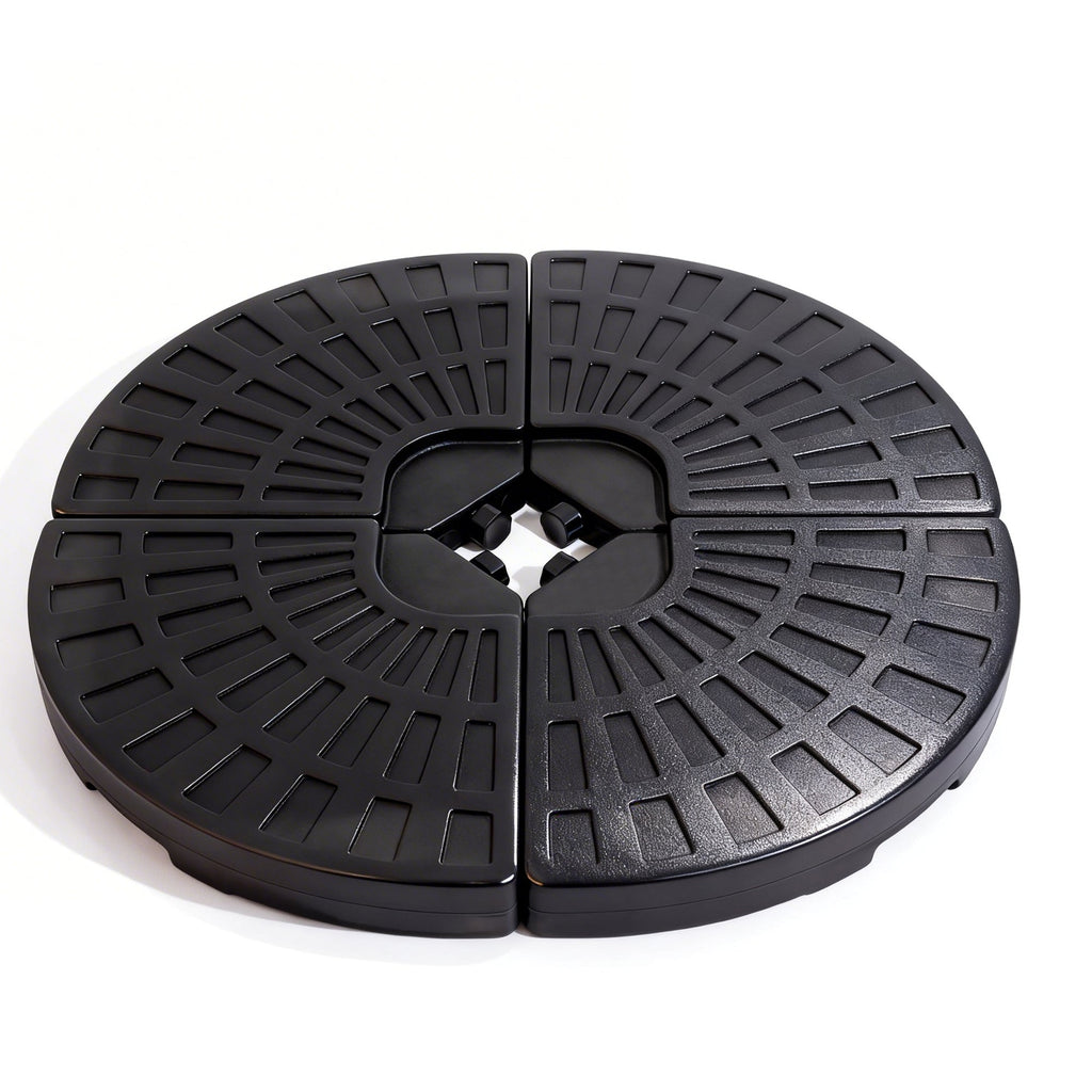 Patio Umbrella Base Fillable Black HDPE 4 Piece 220 LB Water or Sand