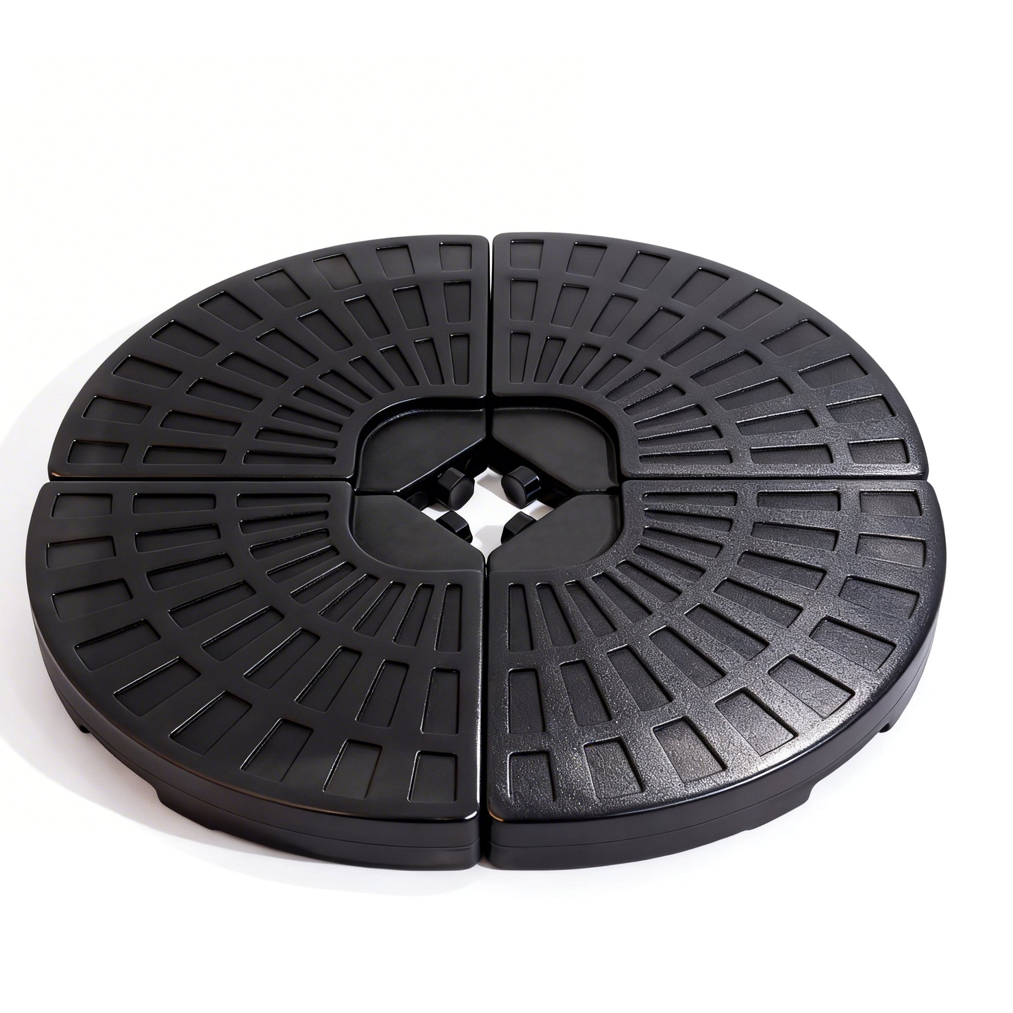 Patio Umbrella Base Fillable Black HDPE 4 Piece 220 LB Water or Sand