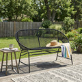 Outdoor Loveseat PE Rattan Iron Black UV Resistant No Cushion 52in