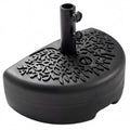 55 LBS Half Round Patio Umbrella Base for Deck Lawn Poolside-Black