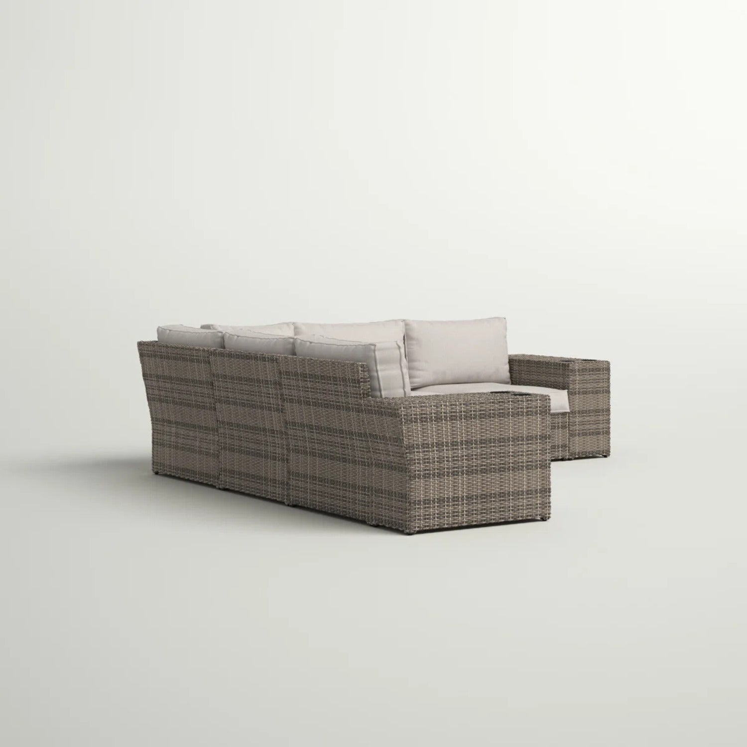 Outdoor Sectional Set HDPE Wicker Aluminum Gray L-Shape 102 In Seats 4
