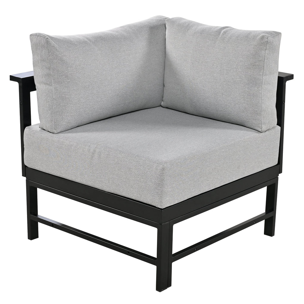 Outdoor Sectional Set Iron Gray U-Shape Seats 5 to 6 5.9 In Cushion