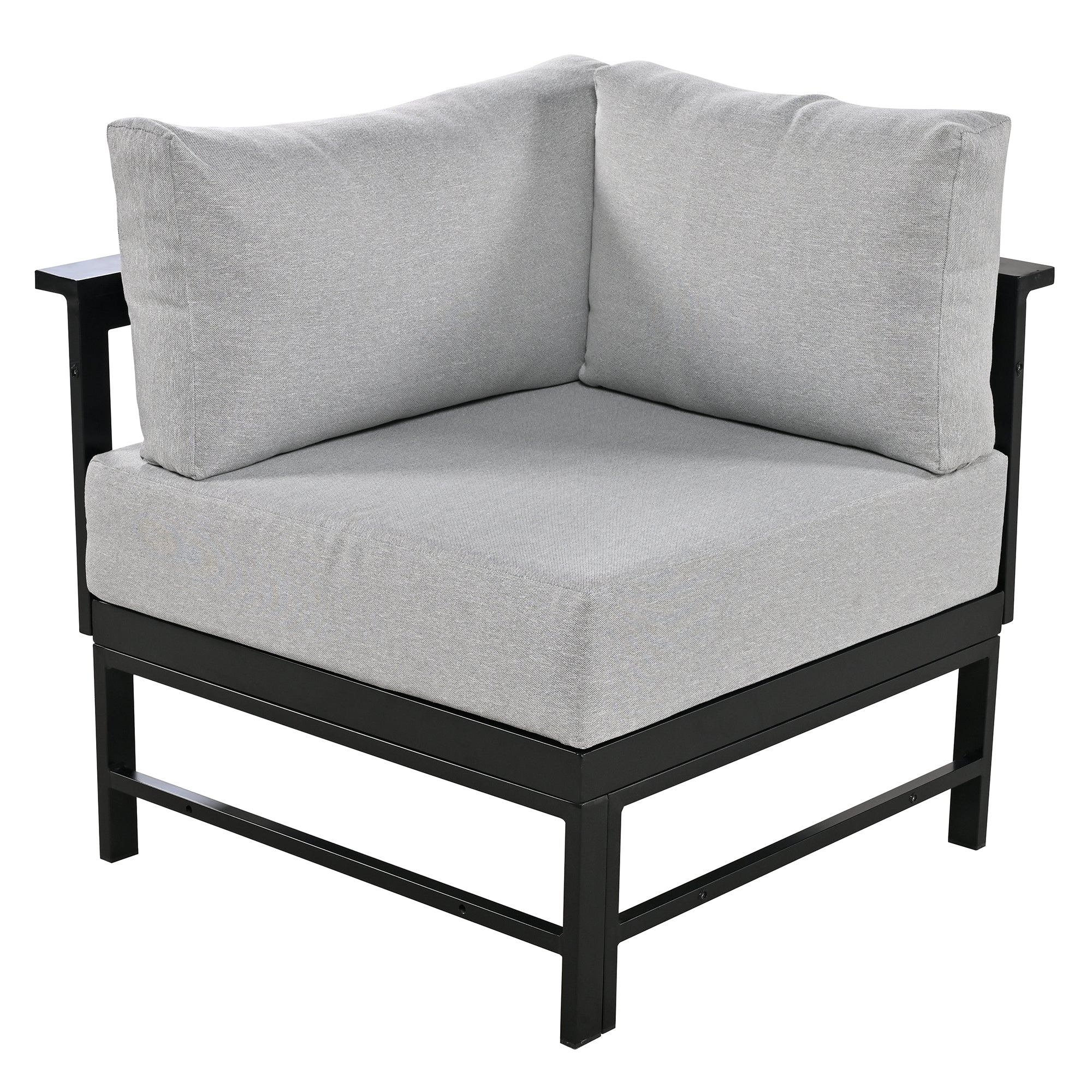 Outdoor Sectional Set Iron Gray U-Shape Seats 5 to 6 5.9 In Cushion