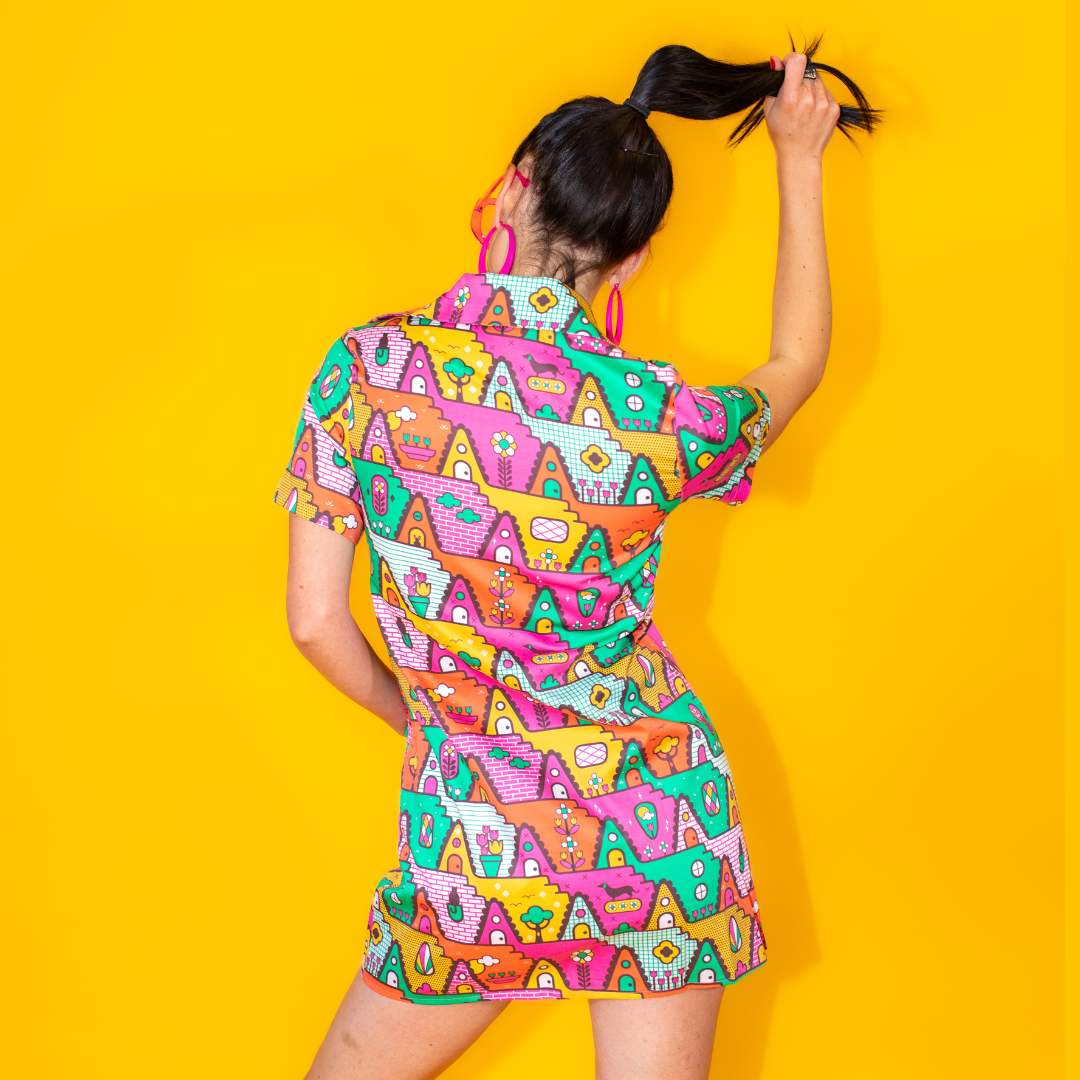 8-Bit A-Frames Minidress in Bright Day