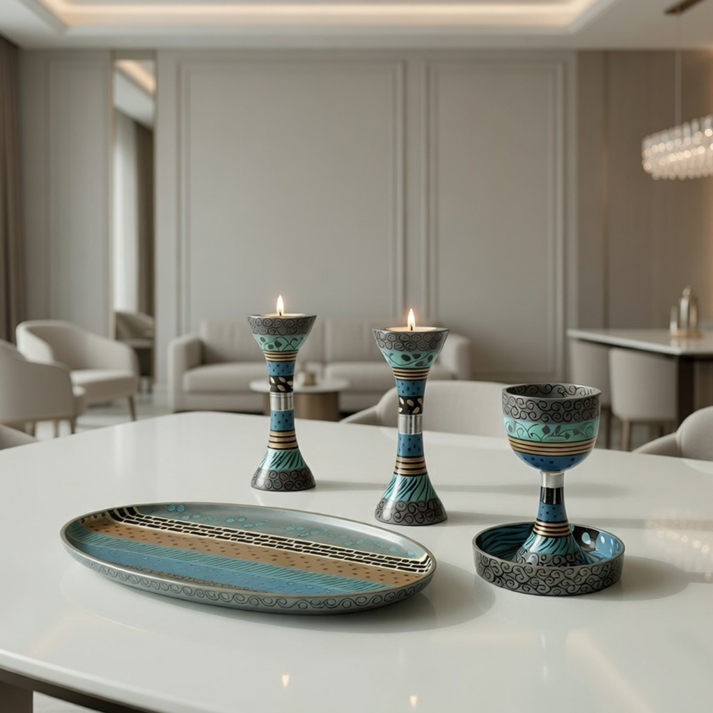 Exclusive Designer Aluminum Jewish Gift Set – Premium Shabbat Series