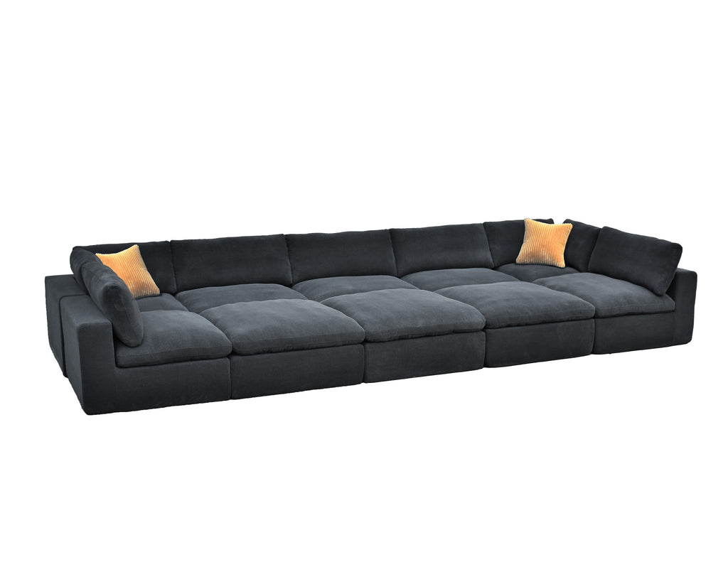 Sectional Sofa Modular Polyester Dark Gray 10 Seat