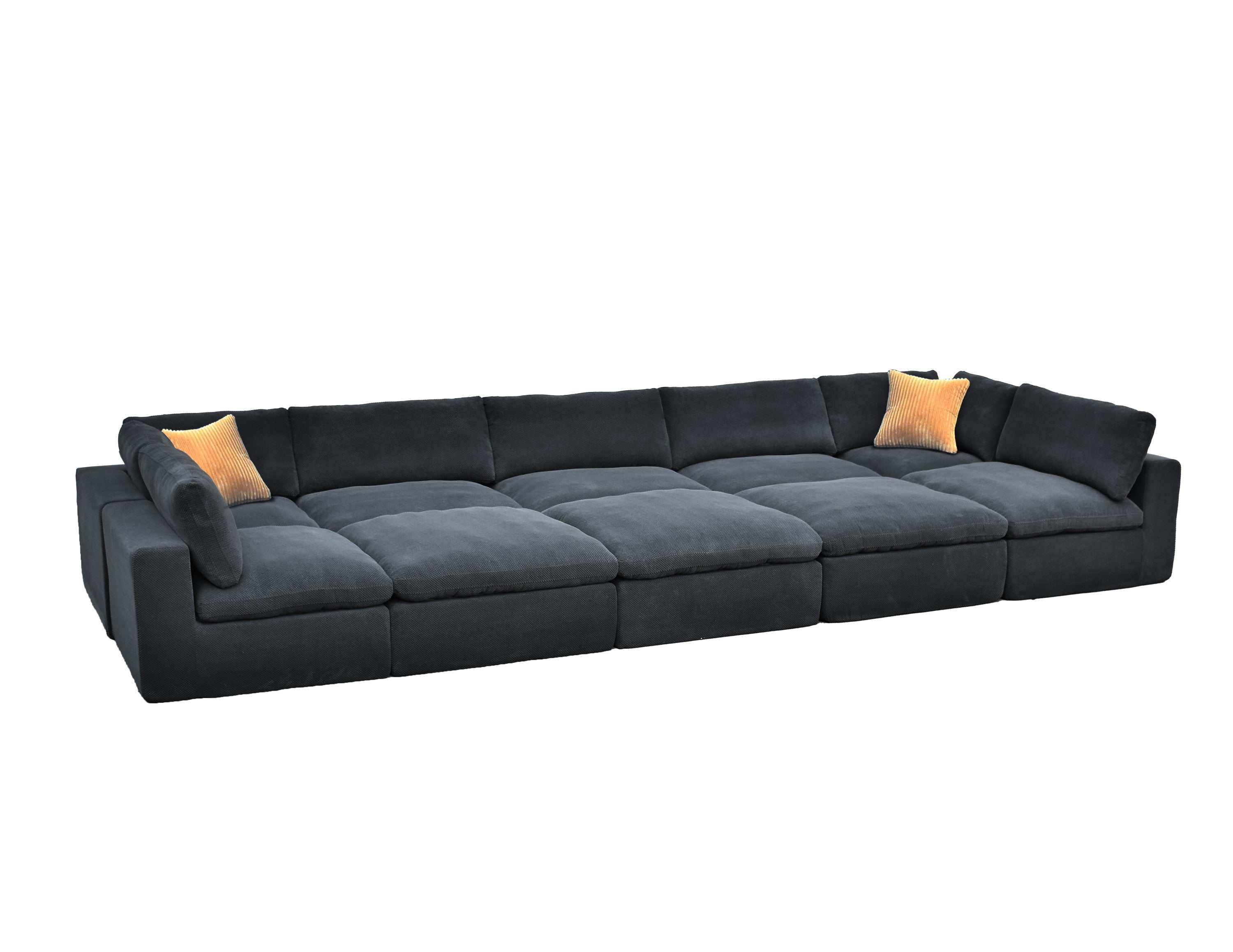 Sectional Sofa Modular Polyester Dark Gray 10 Seat