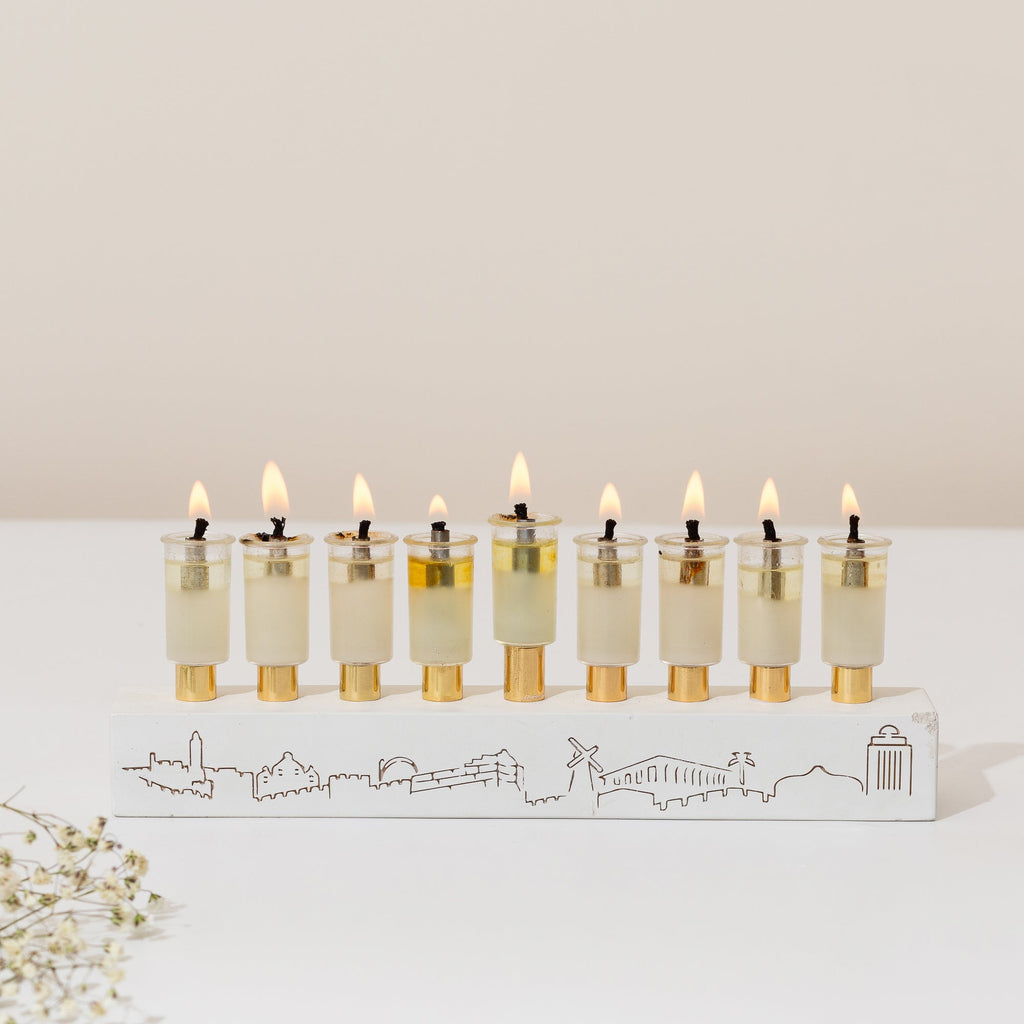 Modern Concrete Menorah - Jerusalem Outline S