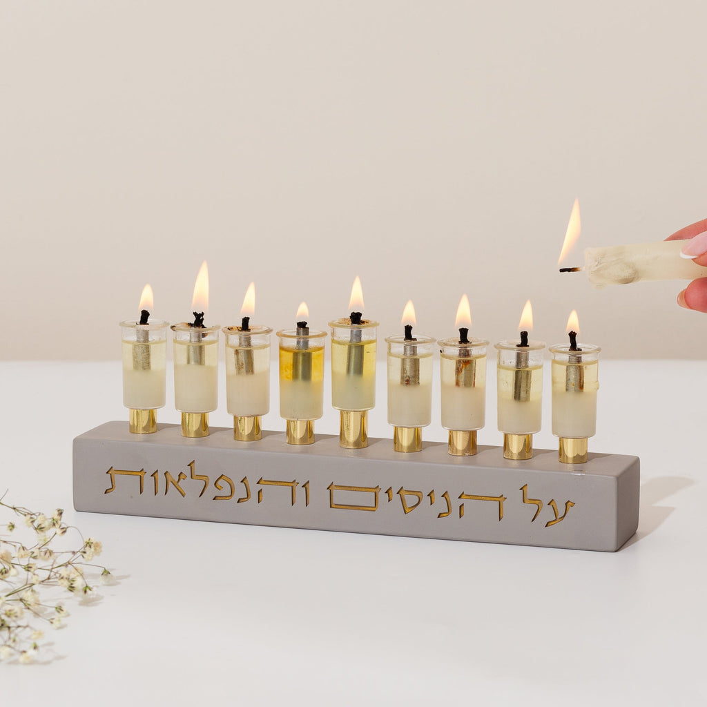 Minimalist Classic Concrete Menorah – The Miracle of Light Series