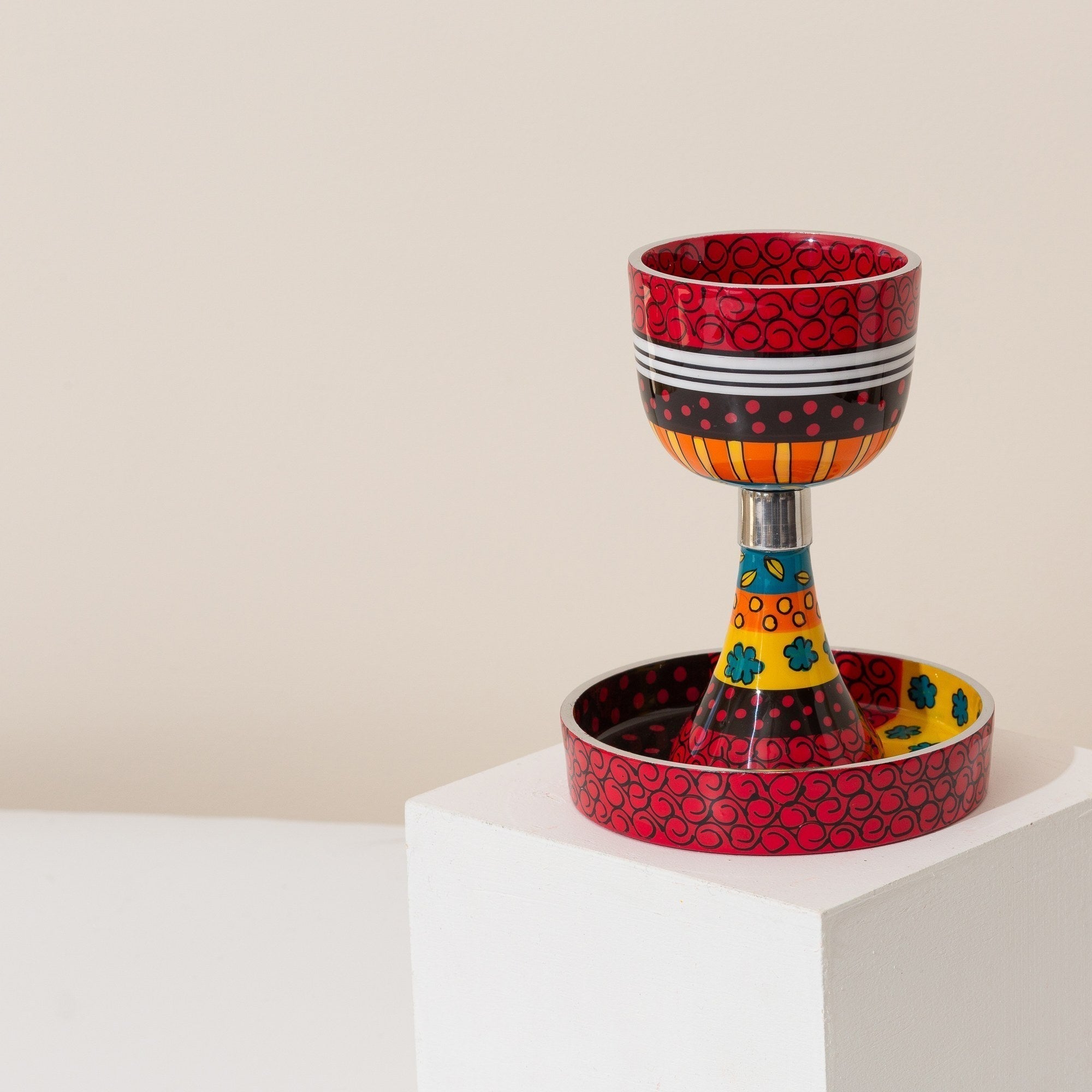 Luxury Hand-Painted Enamel Kiddush Cup – Classic Premium