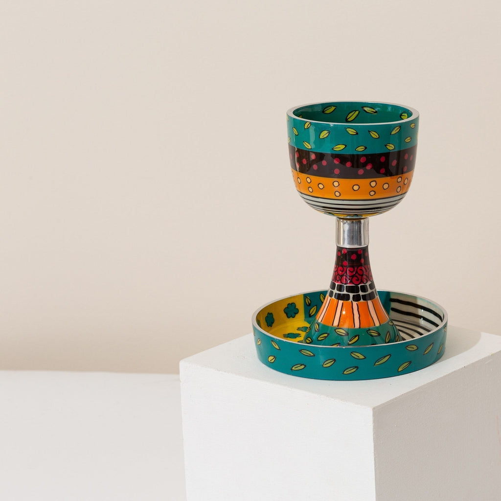 Luxury Hand-Painted Enamel Kiddush Cup – Classic Premium