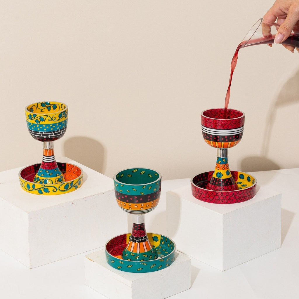 Handcrafted Enamel Kiddush Cup for Shabbat – Classic Premium