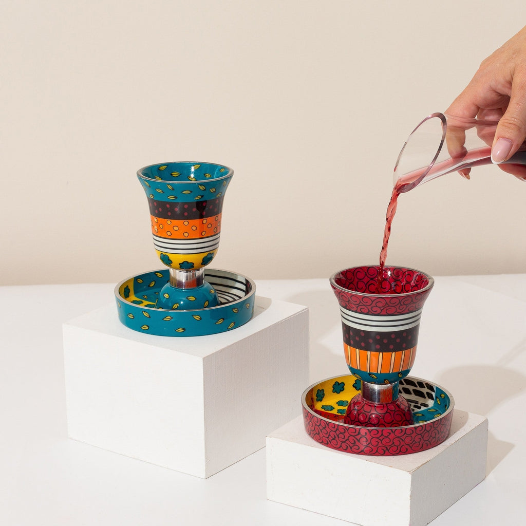 Handcrafted Enamel Kiddush Cup - Premium Curved Series