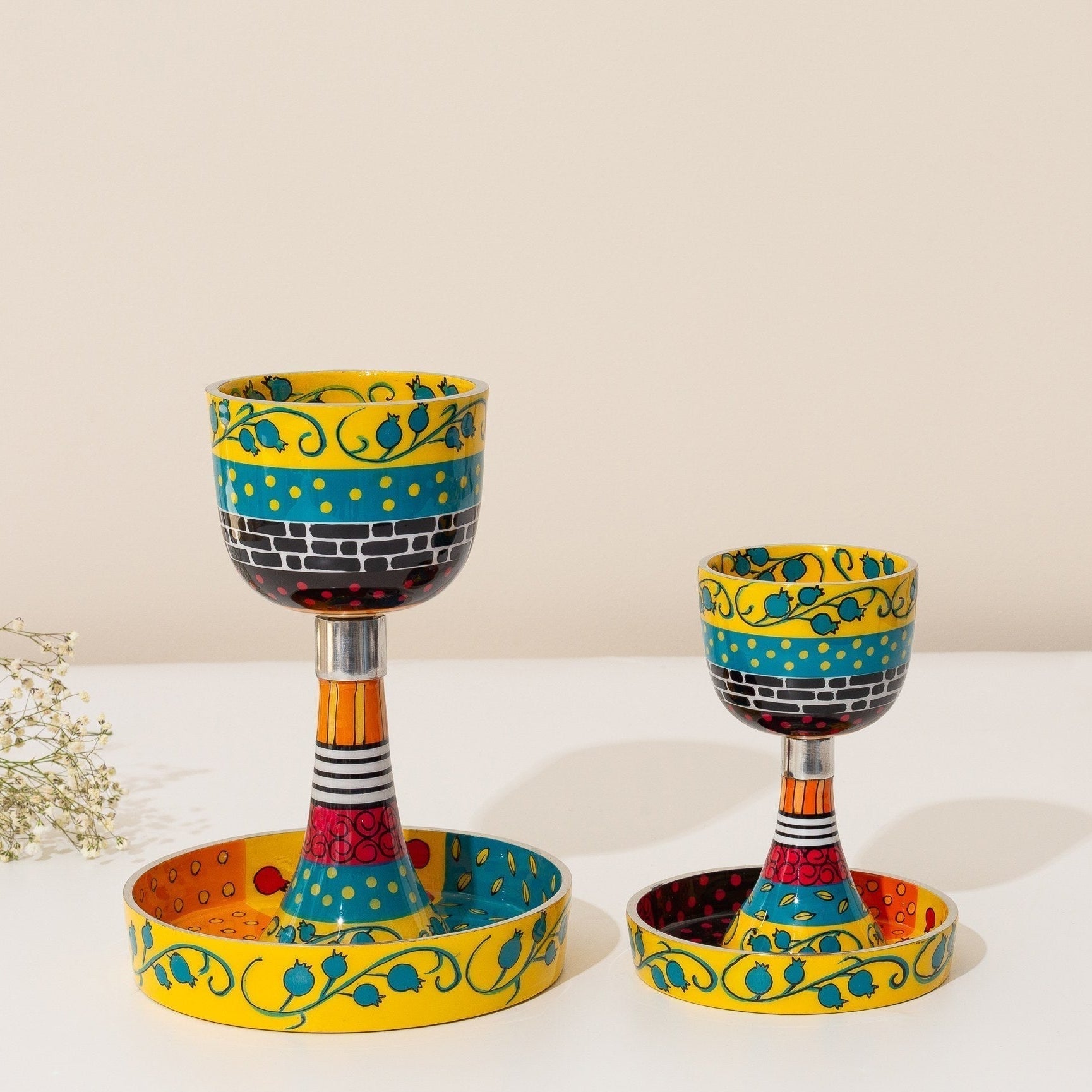 Luxury Hand-Painted Enamel Kiddush Cup – Classic Premium