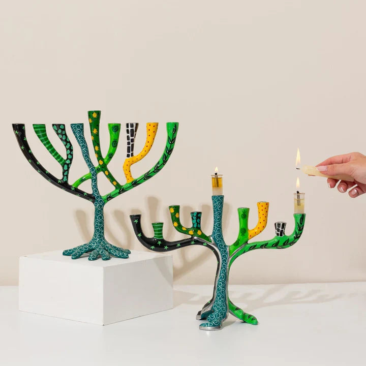 Colorful Handmade Stainless Steel Menorah – The Wild Tree Series
