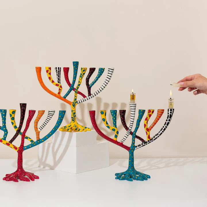 Colorful Handmade Stainless Steel Menorah – The Wild Tree Series