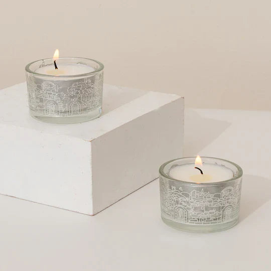 Elegant Shabbat Candle Holders – Jerusalem Glass Series