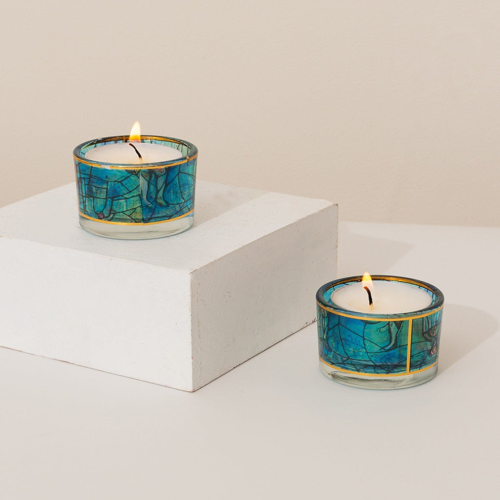 Colorful Glass Shabbat Candle Holders – Chagall Glass