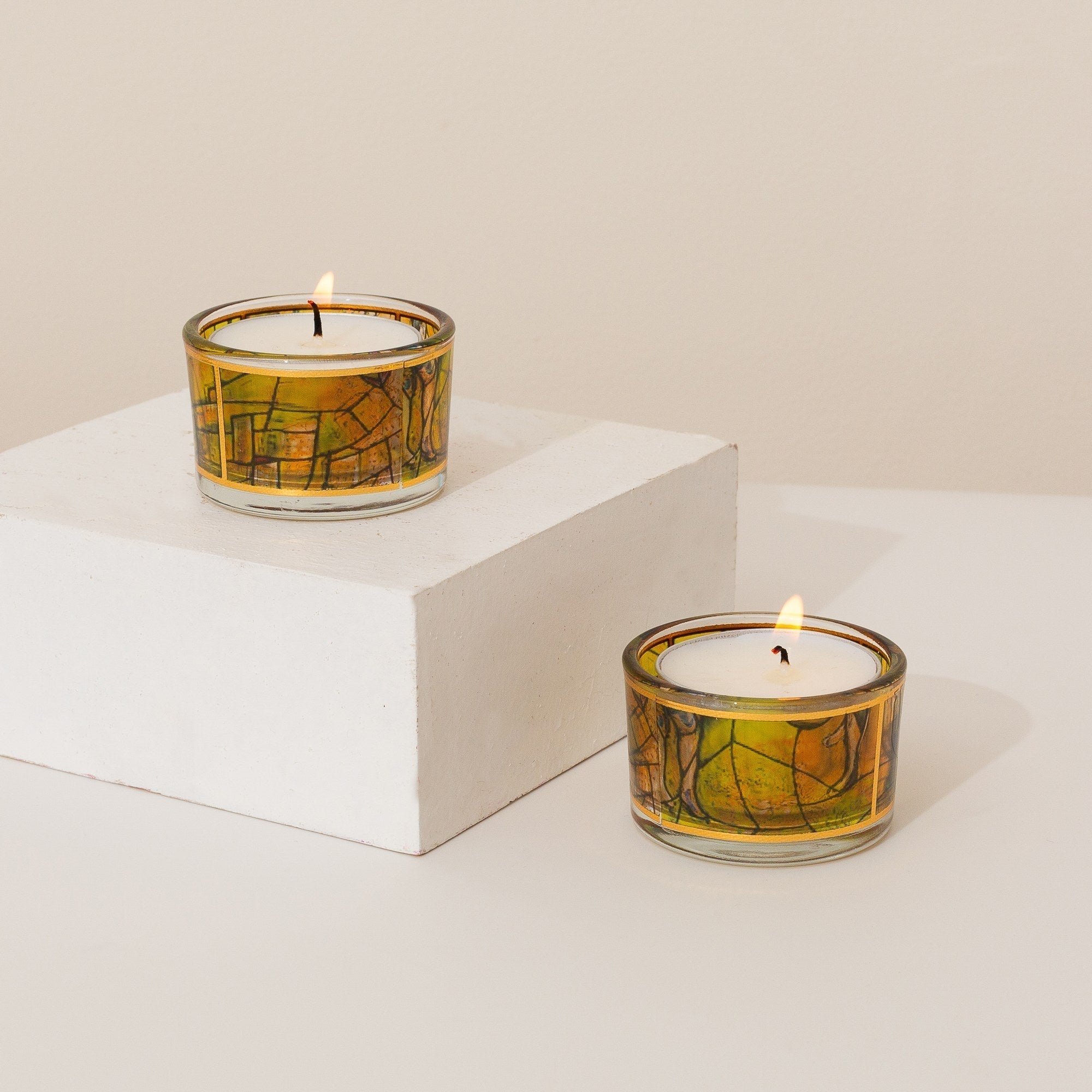 Colorful Glass Shabbat Candle Holders – Chagall Glass