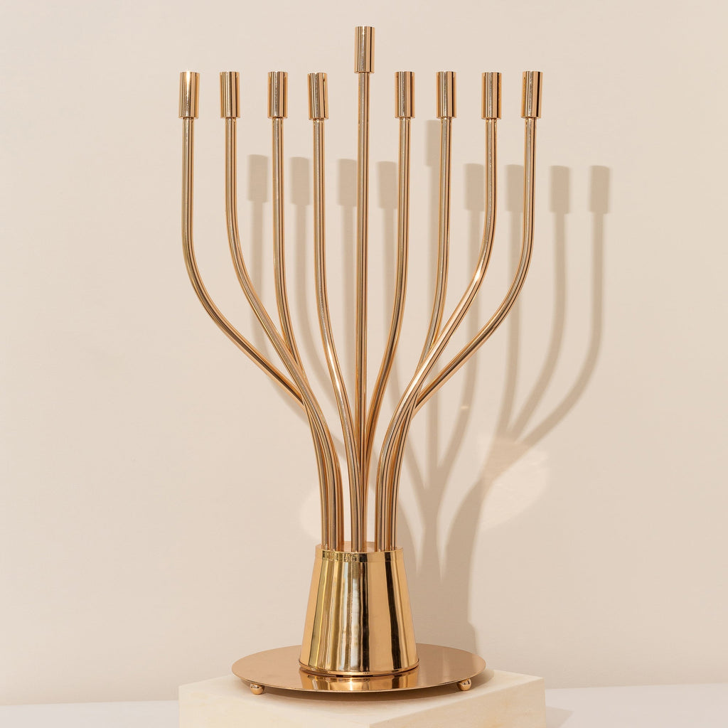 A huge Chanukah menorah with a spectacular design made of nickel and gold plating - The Holy Spirit Series