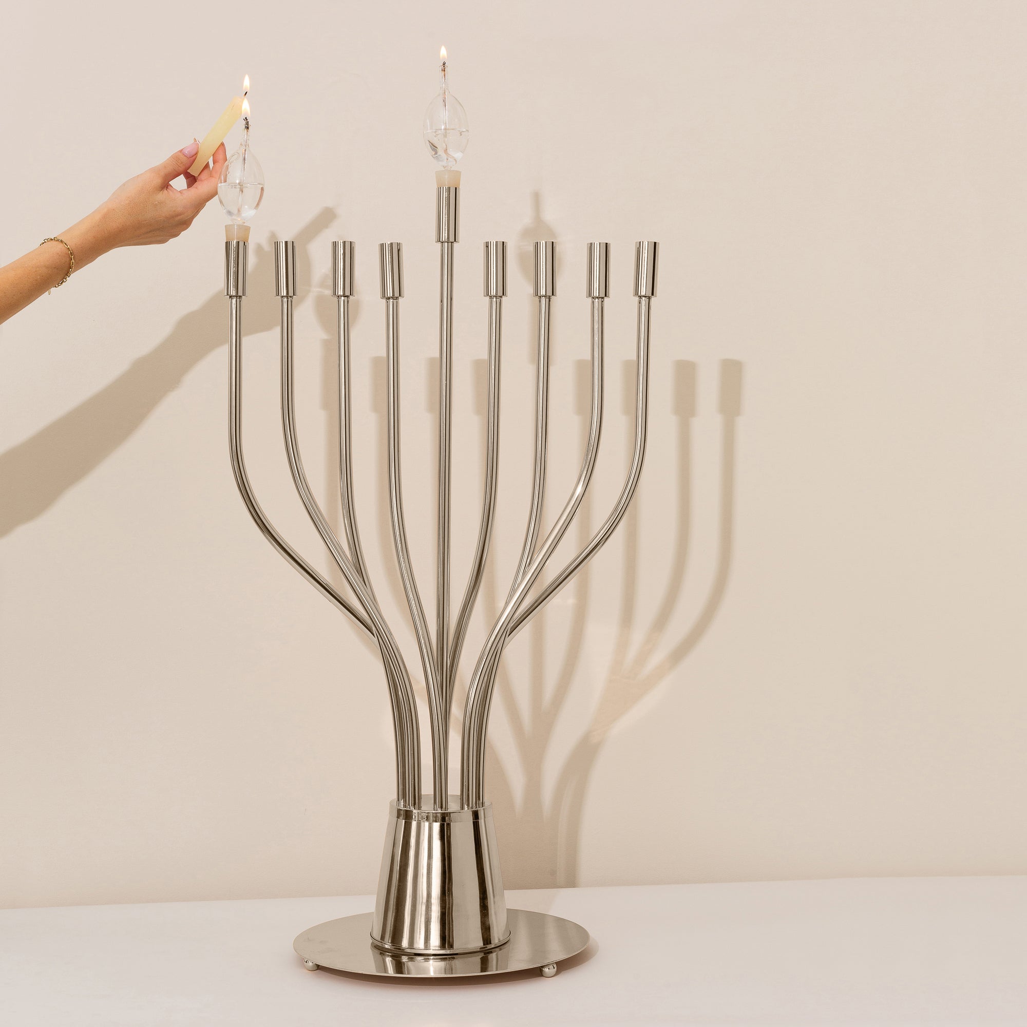 Majestic Nickel Hanukkah menorah – The Holy Spirit Series