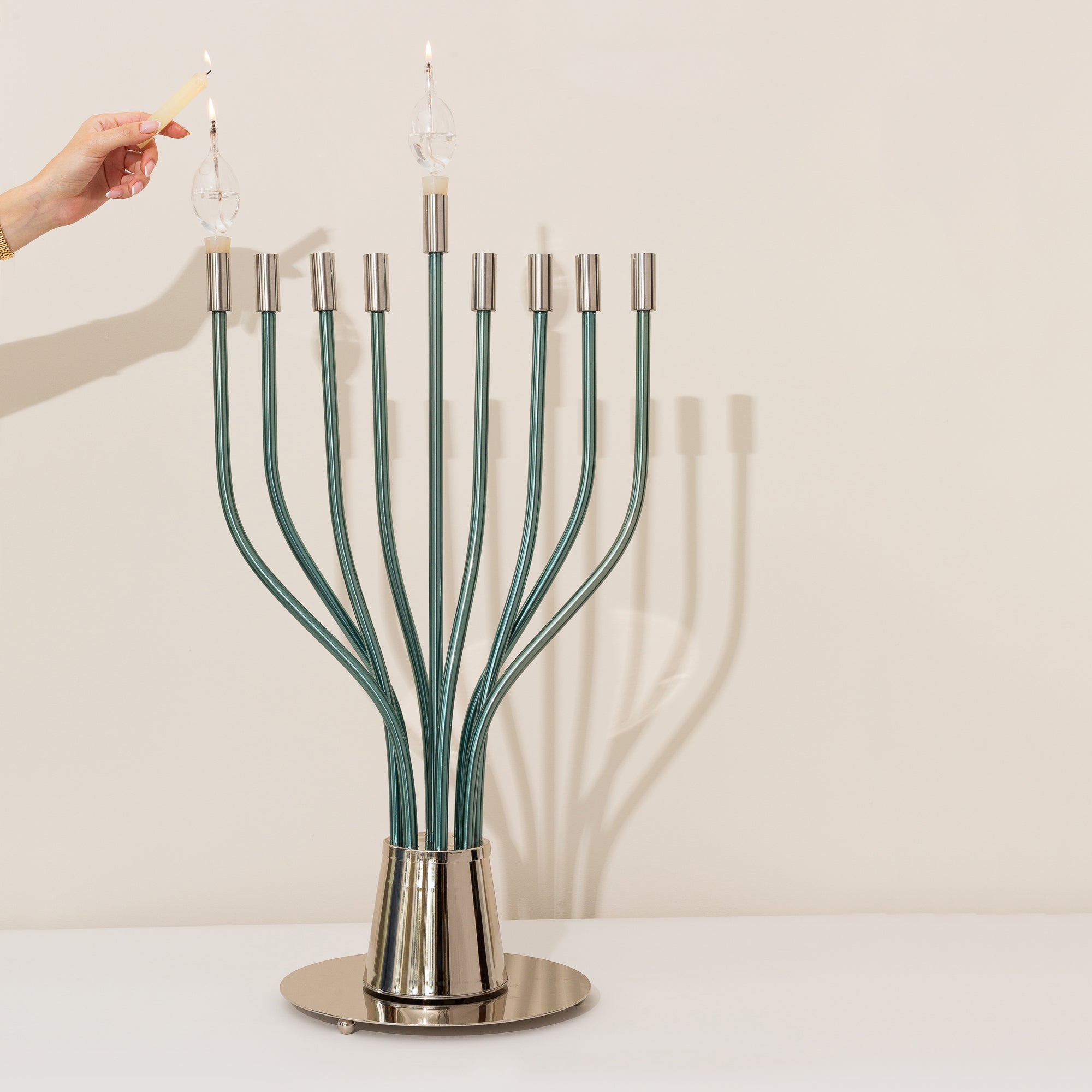 Luxury Large Nickel Menorah – The Holy Spirit Series
