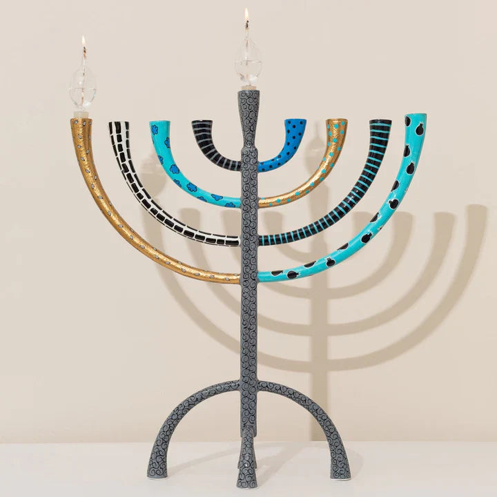 Luxury Hand-Crafted Enamel Chanukah Menorah – The Classic Premium Series
