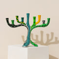 Handcrafted Menorah with Painted Details – Safari Style Series