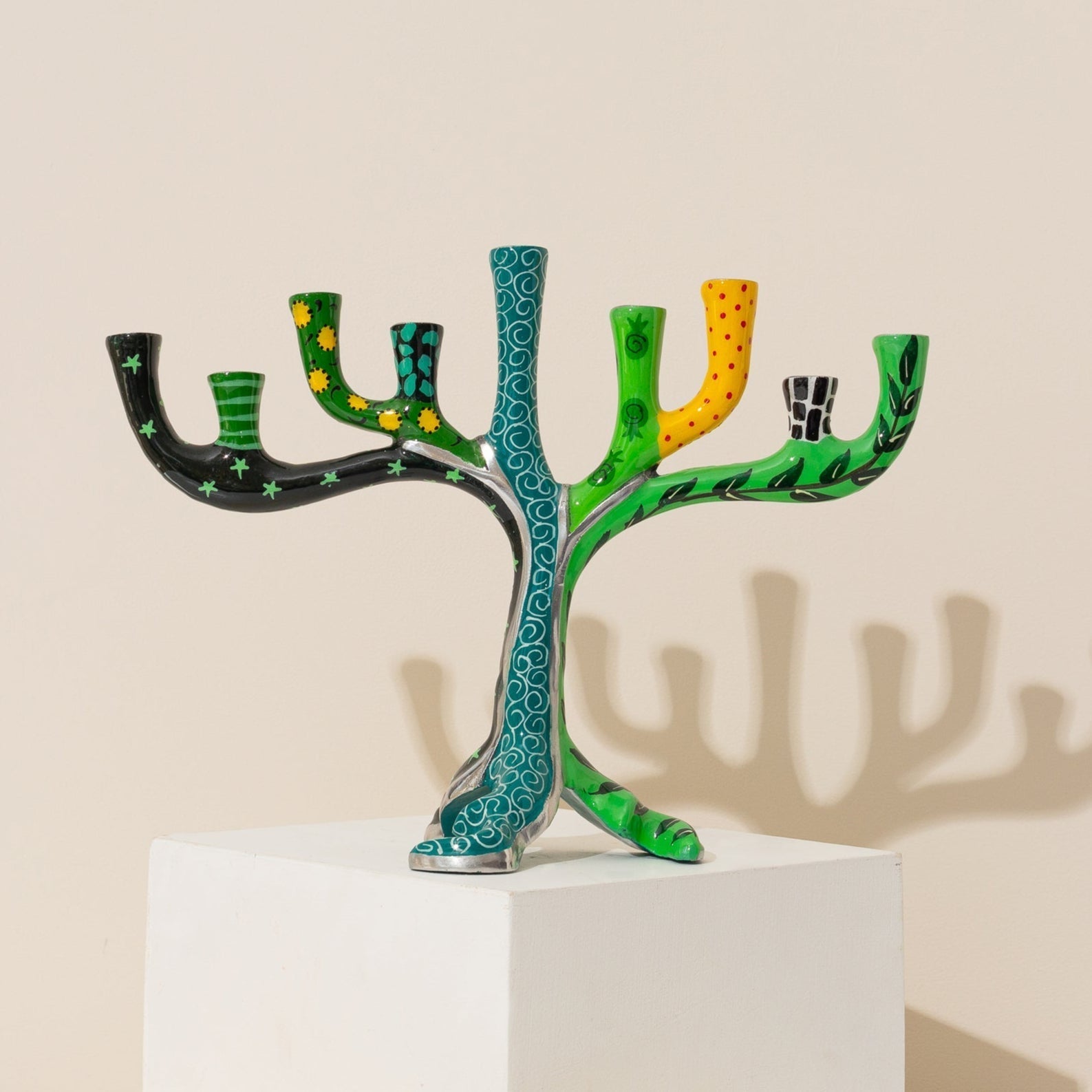 Handcrafted Menorah with Painted Details – Safari Style Series