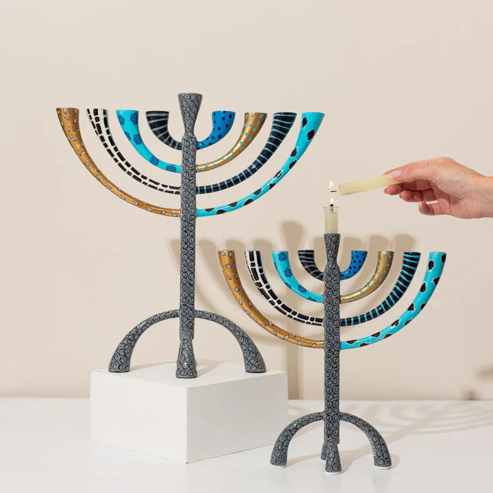 Luxury Hand-Crafted Enamel Chanukah Menorah – The Classic Premium Series