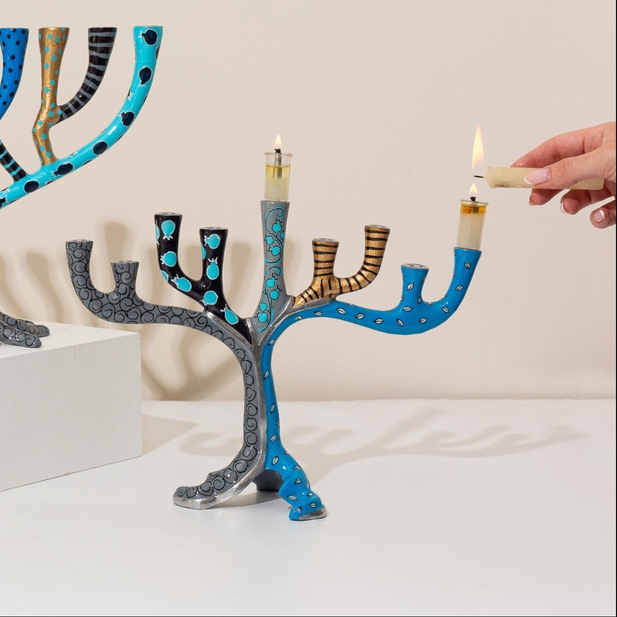 Modern Stainless Steel Hanukkah Menorah – Safari Style Series