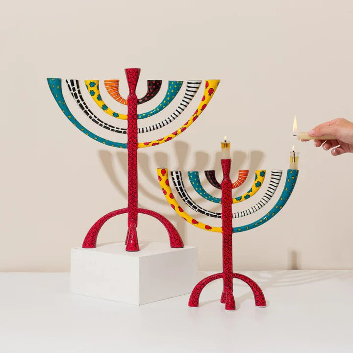 Luxury Judaica Menorah, Hand-Crafted Enamel – The Classic Premium Series