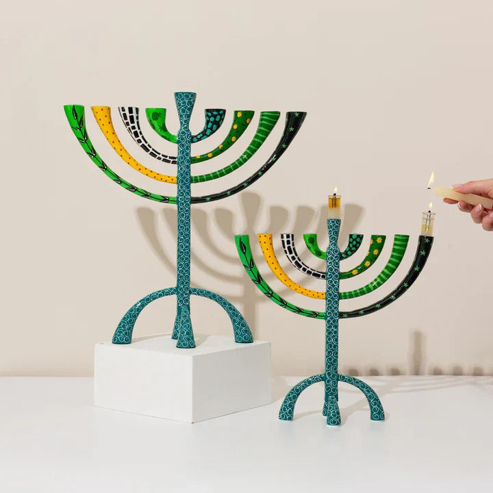 Artistic Hand-Crafted Enamel Menorah – The Classic Premium Series