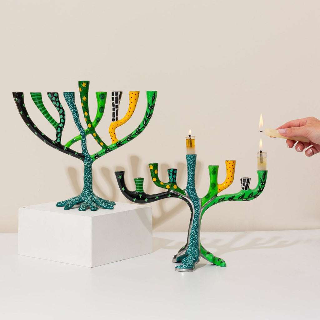 Modern Stainless Steel Hanukkah Menorah – Safari Style Series