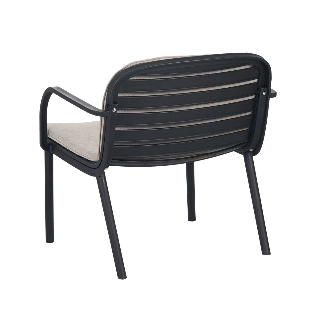 Outdoor Chat Set Polypropylene Black Beige Cushion 3 Piece Loveseat